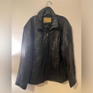 Men's Black Leather Bomber Jacket